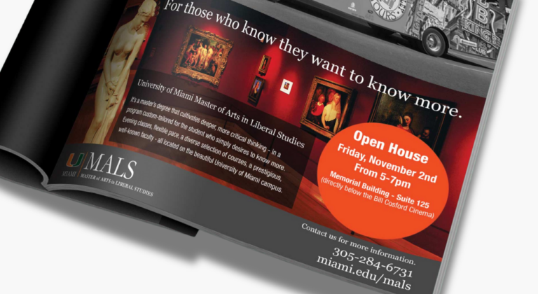 University Miami MALS Print Ad